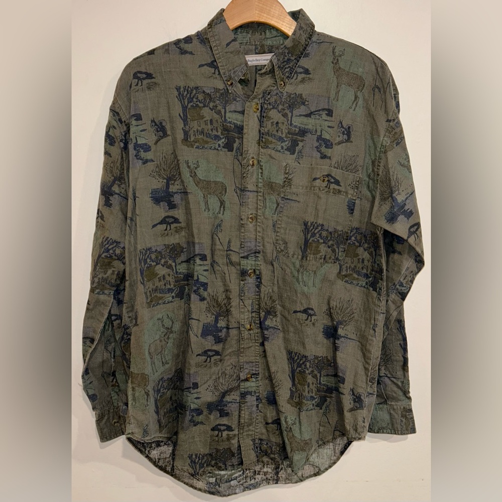 VTG Bugle Boy Company Wilderness Button Down Long Sleeve Shirt Size Medium